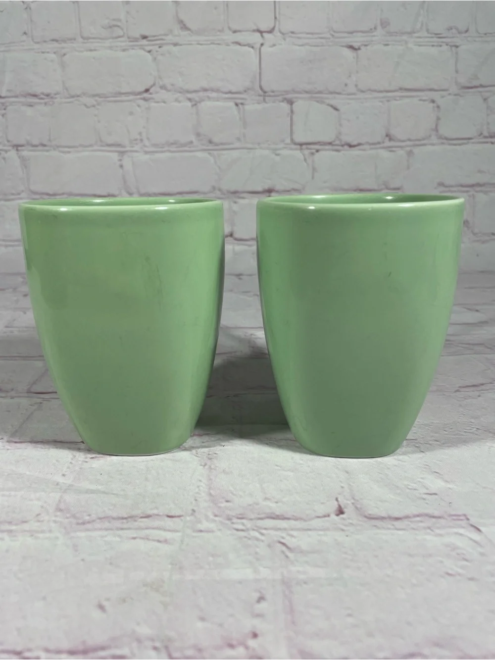 IKEA 365+ Susan Pryke Green 10oz Stoneware Mugs Portugal Set of 2